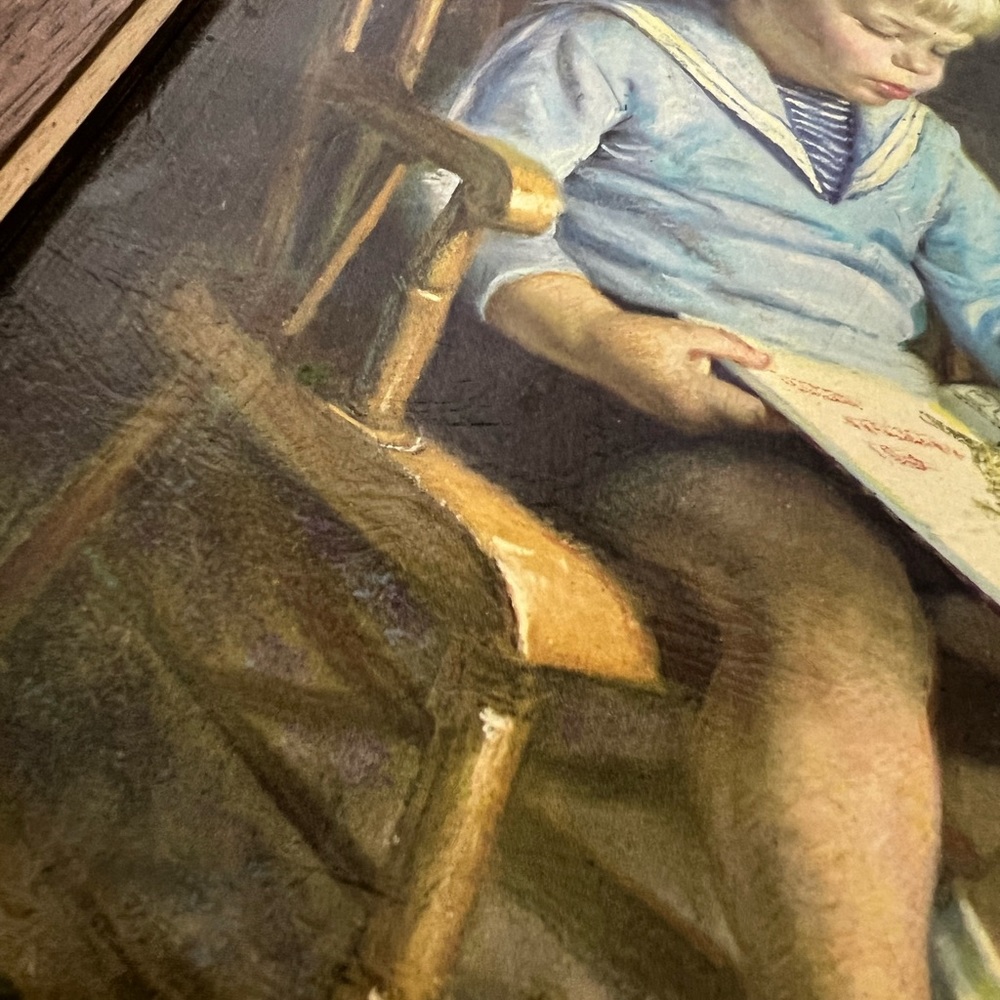 VTG Ingwerson Framed "Gary" Reofect Textrued Oil Reproduction 12" x 10" Nursery - Picture 8 of 10